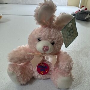 VTG 2003 Happy Go Lucky Pink Plush Bunny Rabbit Easter‎ Stuffed Toy